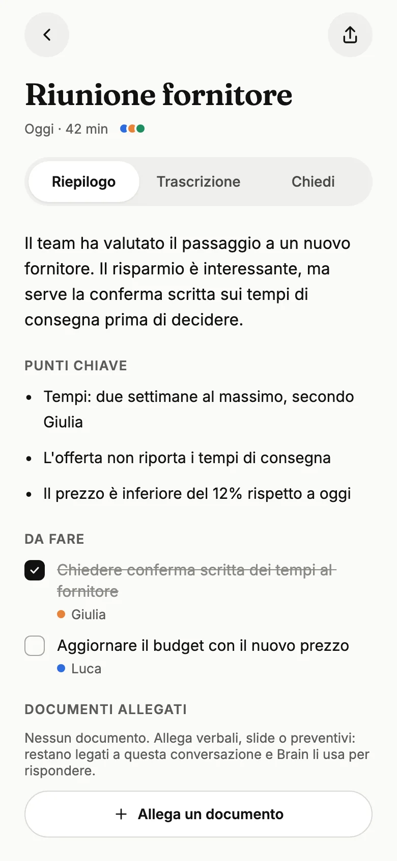 Accord su iPhone: riepilogo di una riunione con punti chiave e cose da fare